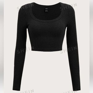 SHEIN Black Textured Crop Top